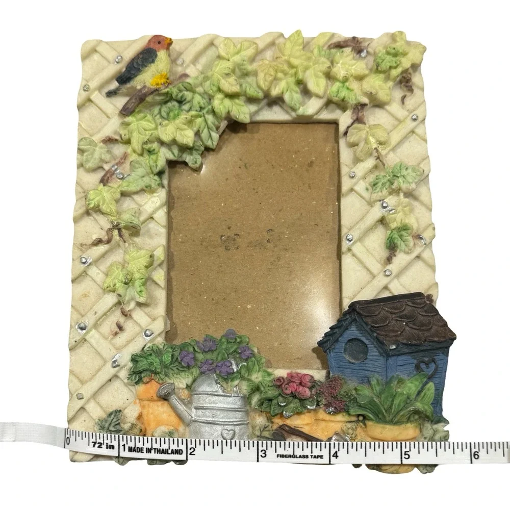 Vintage 3D Garden Photo Frame Birdhouse Floral Cottagecore Shabby Chic Decor